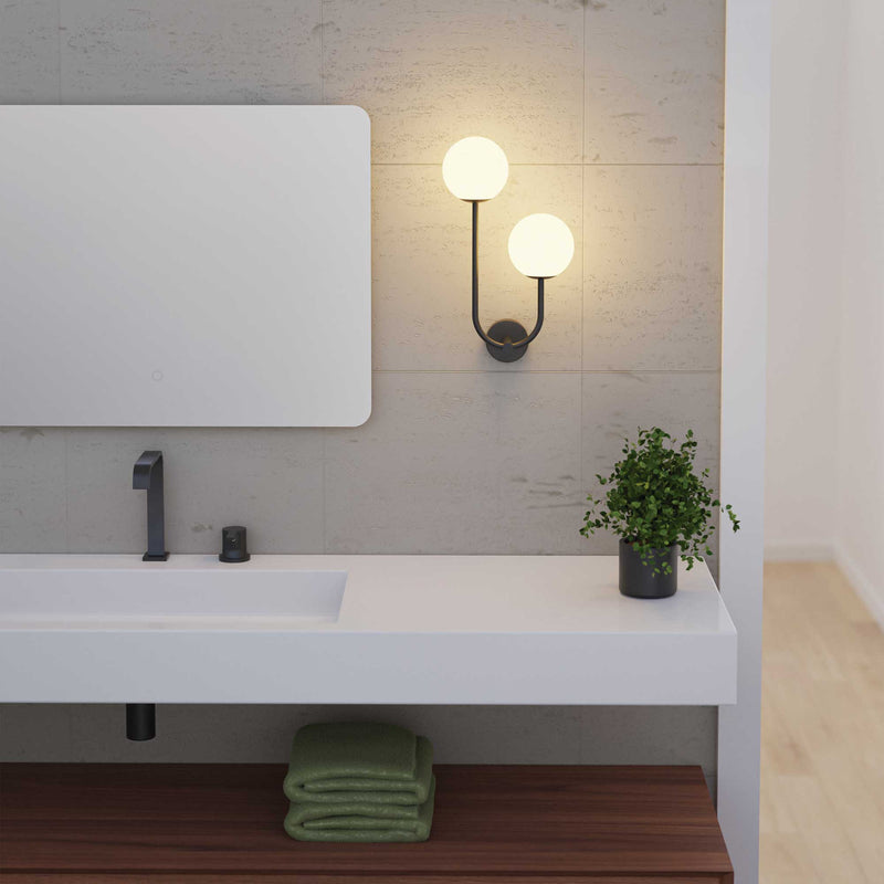 DE-0238-NEG, WALL FIXTURE SFERA DOUBLE G9 12W BLACK, Black, OPAL