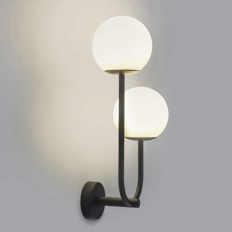 DE-0238-NEG, WALL FIXTURE SFERA DOUBLE G9 12W BLACK, Black, OPAL