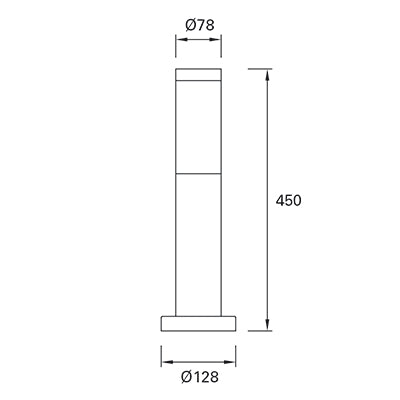 PX-0099-ANT, BOLLARD IP55 KORAL 450MM E27 15W URBAN GREY, Urban grey, Opal