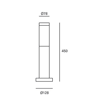 PX-0099-INO, BOLLARD IP55 KORAL 450MM E27 15W STAINLESS STEEL, Stainless steel, Opal