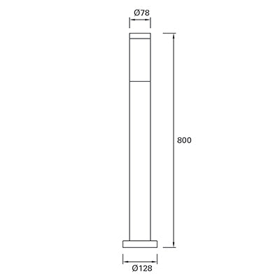 PX-0100-ANT, BOLLARD IP55 KORAL 800MM E27 15W URBAN GREY, Urban grey, Opal