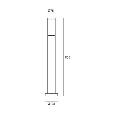 PX-0100-INO, BOLLARD IP55 KORAL 800MM E27 15W STAINLESS STEEL, Stainless steel, Opal