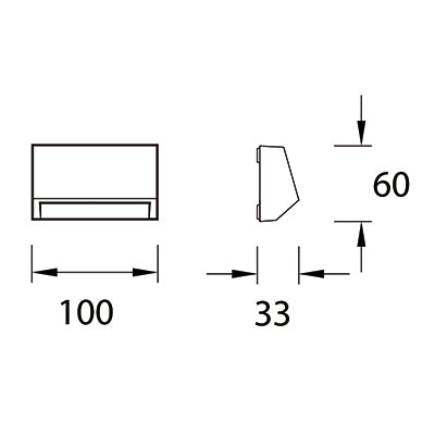 PX-0126-NEG, WALL FIXTURE IP65 GROVE OPAQUE RECTANGULAR SHORT LED 1.6W LED WARM-WHITE 4000, Black, Transparent