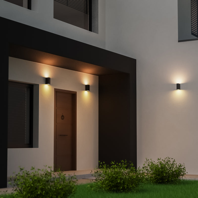 PX-0141-NEG, WALL FIXTURE IP44 KUBO DOUBLE EMISSION GU10 16W BLACK, Black, Transparent