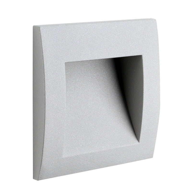 PX-0284-GRI, RECESSED WALL LIGHTING IP65 FACE LED 3.3W LED WARM-WHITE 3000K ON-OFF GREY 340.0, Grey, Transparent