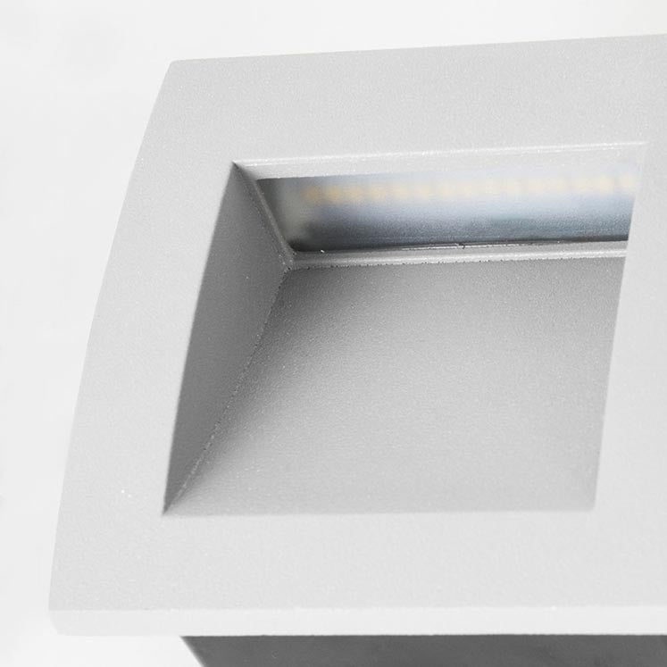 PX-0285-GRI, RECESSED WALL LIGHTING IP65 FACE LED 3.3W LED WARM-WHITE 4000K ON-OFF GREY 37, Grey, Transparent