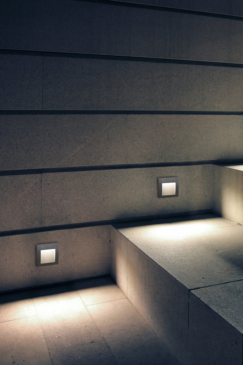 PX-0285-GRI, RECESSED WALL LIGHTING IP65 FACE LED 3.3W LED WARM-WHITE 4000K ON-OFF GREY 37, Grey, Transparent