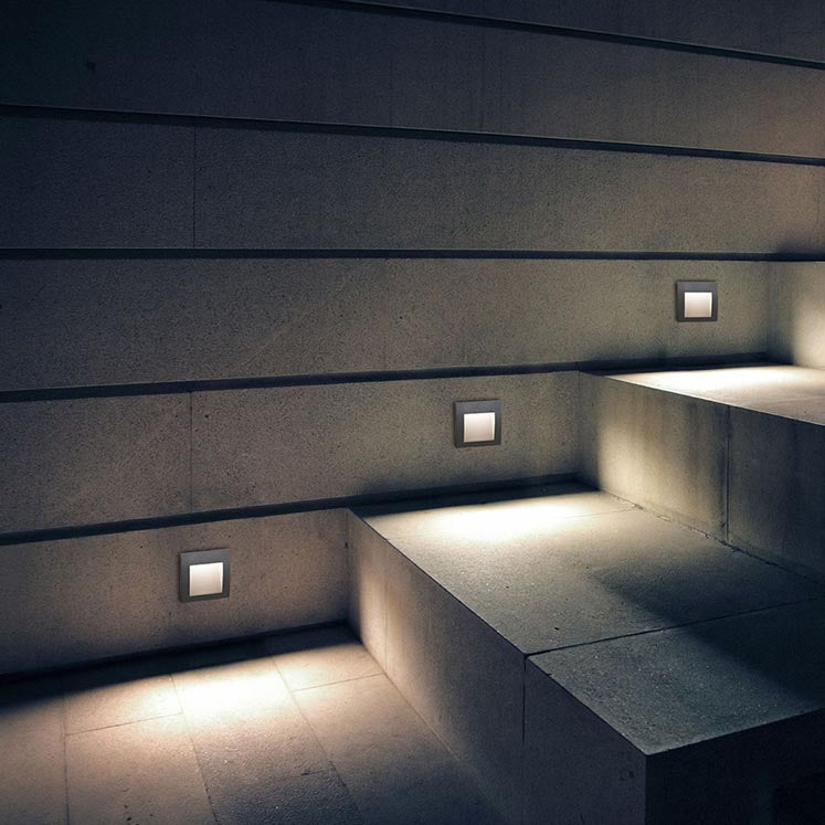 PX-0285-GRI, RECESSED WALL LIGHTING IP65 FACE LED 3.3W LED WARM-WHITE 4000K ON-OFF GREY 37, Grey, Transparent