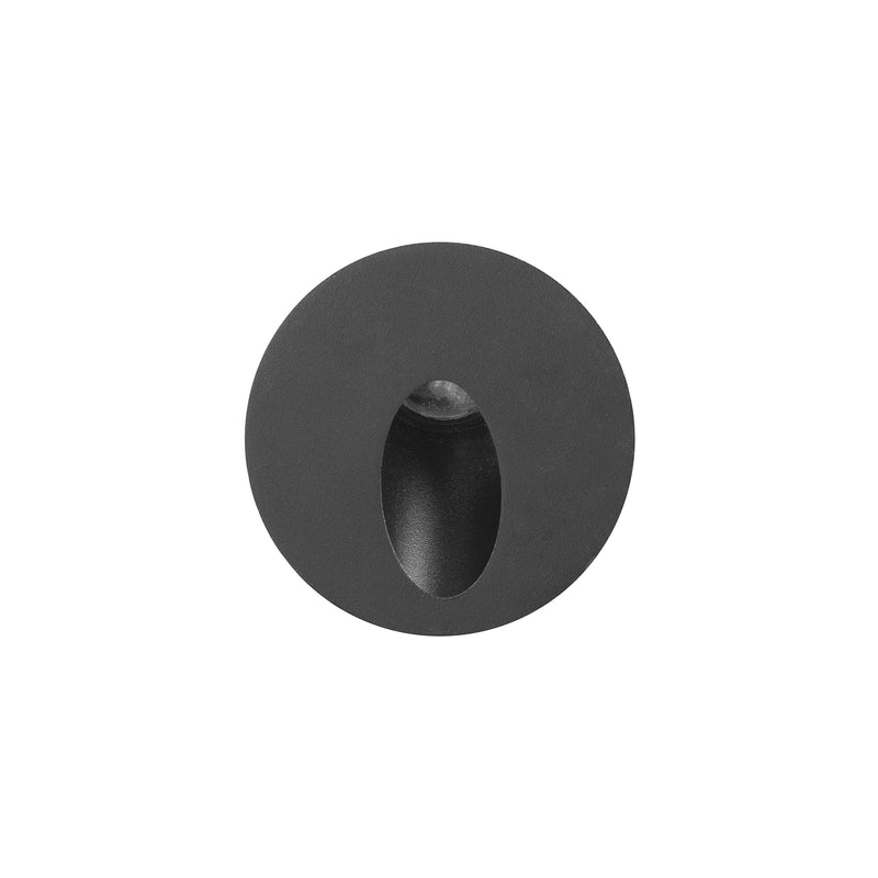 PX-0358-NEG, RECESSED WALL LIGHTING IP65 ICON ROUND LED 3.3W LED WARM-WHITE 3000K ON-OFF BLAC, Black, Transparent