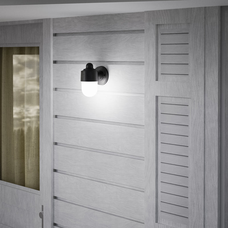 PX-0623-NEG, WALL FIXTURE IP44 ALAN ROUND E27 15W BLACK, Black, OPAL
