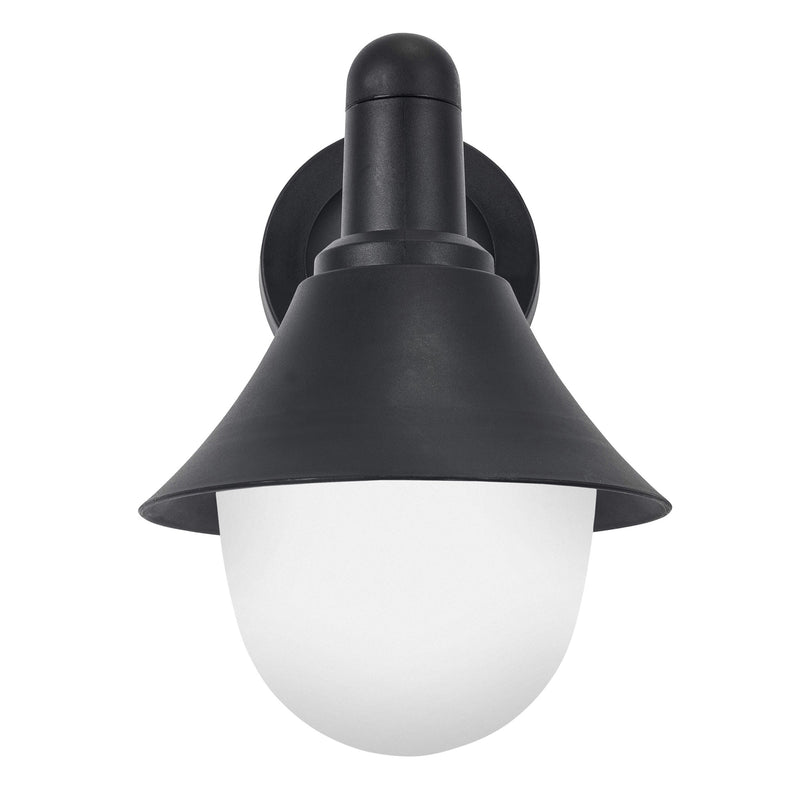 PX-0624-NEG, WALL FIXTURE IP44 ALAN CONIC E27 15W BLACK, Black, OPAL