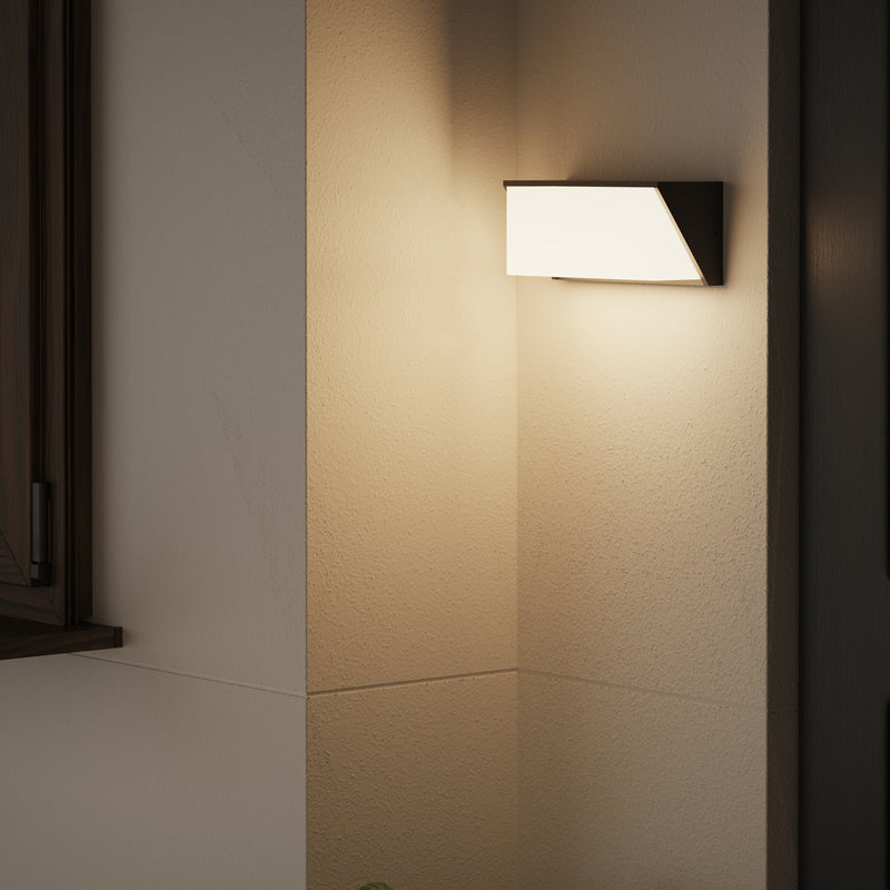 PX-0644-NEG, WALL FIXTURE IP54 QUANTA E27 15W BLACK, Black, OPAL