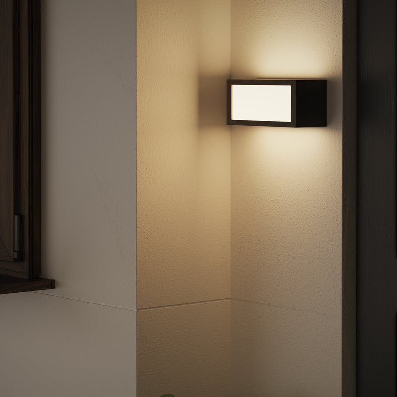 PX-0645-NEG, WALL FIXTURE IP54 QUANTA E27 15W BLACK, Black, OPAL