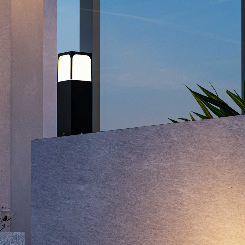 PX-0665-NEG, BOLLARD IP54 VETA 300MM E27 15W BLACK, Black, OPAL