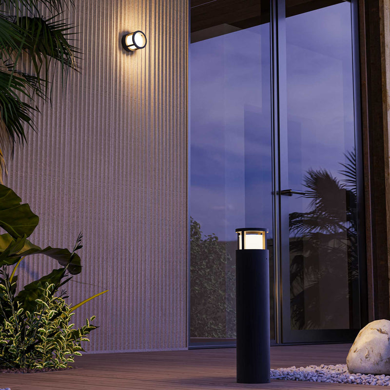 PX-0668-NEG, WALL FIXTURE IP54 ONE LED 6.3W LED WARM-WHITE 3000K ON-OFF BLACK 750, Black, OPAL
