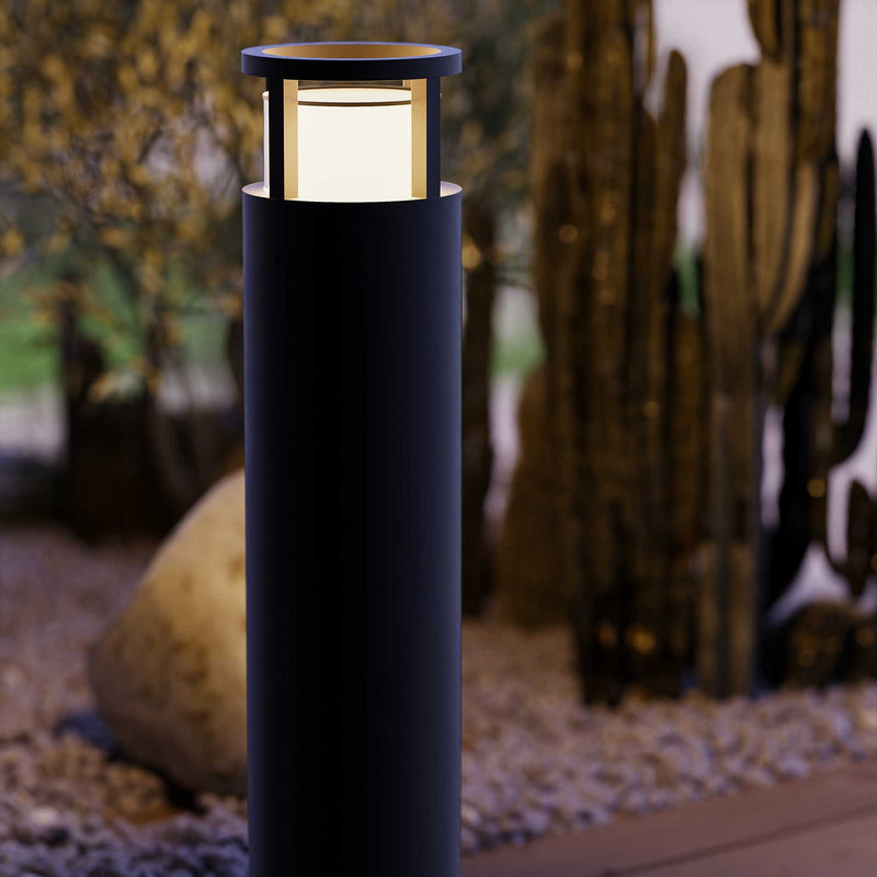 PX-0669-NEG, BOLLARD IP54 ONE LED 6.3W LED WARM-WHITE 3000K ON-OFF BLACK 750, Black, OPAL