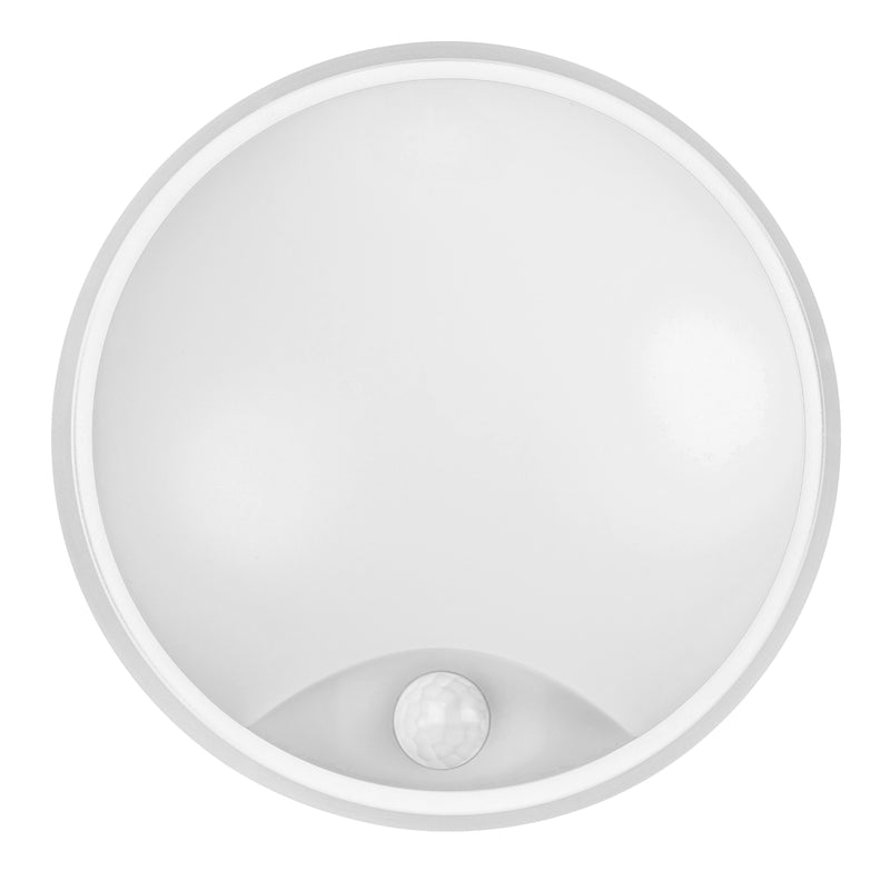 WALL FIXTURE IP65 MOO ROUNS SENSOR LED 18W SW 2700-3200-4000K ON-OFF WHITE 2500