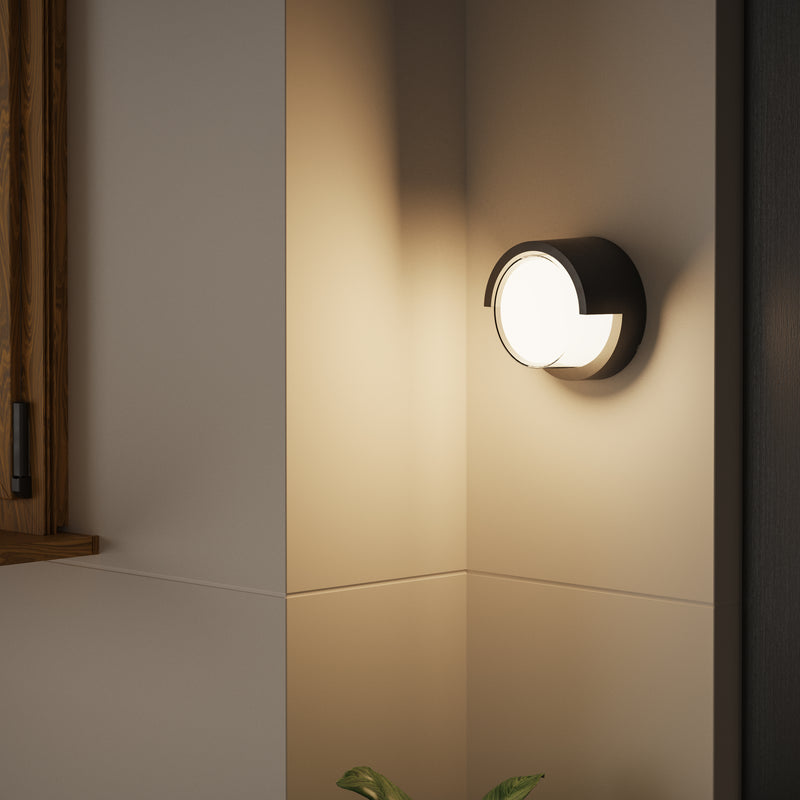 WALL FIXTURE IP65 CREU ROUND LED 15.1W SW 2700-3200-4000K ON-OFF BLACK 1650