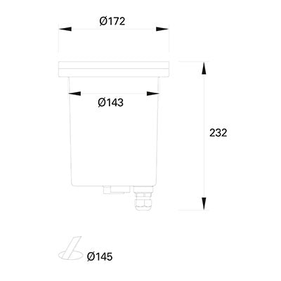 PX-1200-NEG, RECESSED UPLIGHTING IP65-IP67 TIDIAN Ø172MM E27 60W BLACK, Black, Transparent