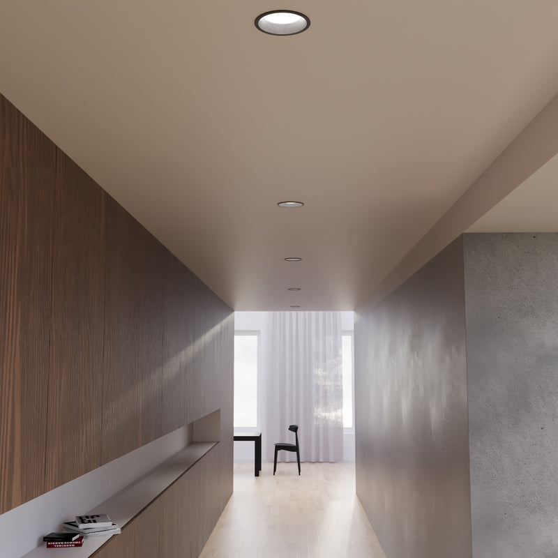 TC-0006-NEG, DOWNLIGHT JET Ø220MM LED 29.5W LED WARM-WHITE 3000K ON-OFF BLACK IN IP20 / OUT , Black, Opal white