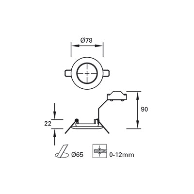 TC-0134-BLA, DOWNLIGHT SOUND PLUS FIXED GU10 8W  IP23, White