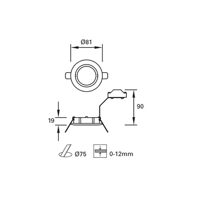 TC-0135-BLA, DOWNLIGHT SOUND PLUS ADJUSTABLE GU10 8W  IP23, White