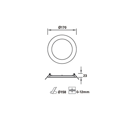TC-0149-BLA, DOWNLIGHT EASY ROUND Ø170MM LED 12.2W LED WARM-WHITE 4000K ON-OFF  IN I, White, Opal