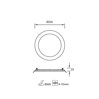 TC-0150-BLA, DOWNLIGHT EASY ROUND Ø225MM LED 18.2W LED WARM-WHITE 3000K ON-OFF  IN IP20, White, Opal