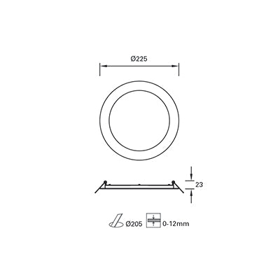 TC-0151-BLA, DOWNLIGHT EASY ROUND Ø225MM LED 18.2W LED WARM-WHITE 4000K ON-OFF  IN I, White, Opal
