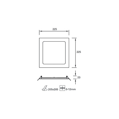 TC-0156-BLA, DOWNLIGHT EASY SQUARE 225MM LED 18.2W LED WARM-WHITE 3000K ON-OFF  IN IP20 , White, Opal