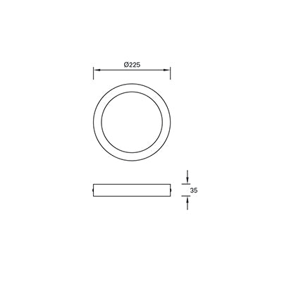 TC-0163-BLA, CEILING FIXTURE EASY ROUND SURFACE Ø225MM IP23 LED 15.5W LED WARM-WHITE 4000, White, Opal