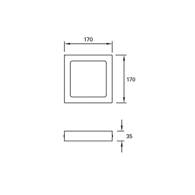 TC-0166-BLA, CEILING FIXTURE EASY SQUARE SURFACE 170MM IP23 LED 10W LED WARM-WHITE 3000K ON-O, White, Opal