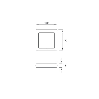 TC-0167-BLA, CEILING FIXTURE EASY SQUARE SURFACE 170MM IP23 LED 10W LED WARM-WHITE 4000K O, White, Opal