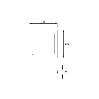 TC-0168-BLA, CEILING FIXTURE EASY SQUARE SURFACE 225MM IP23 LED 15.5W LED WARM-WHITE 3000K ON, White, Opal