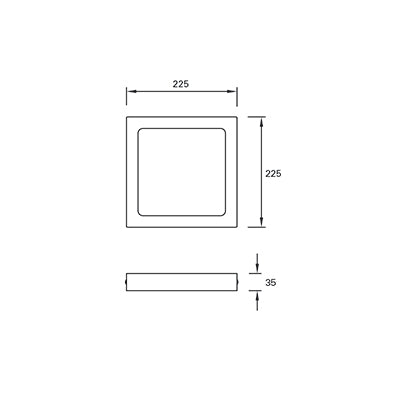 TC-0169-BLA, CEILING FIXTURE EASY SQUARE SURFACE 225MM IP23 LED 15.5W LED WARM-WHITE 4000K, White, Opal