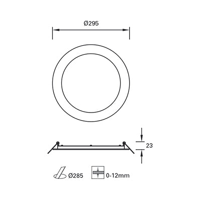 TC-0203-BLA, DOWNLIGHT EASY ROUND Ø295MM LED 22W LED WARM-WHITE 3000K ON-OFF  IN IP20 /, White, Opal
