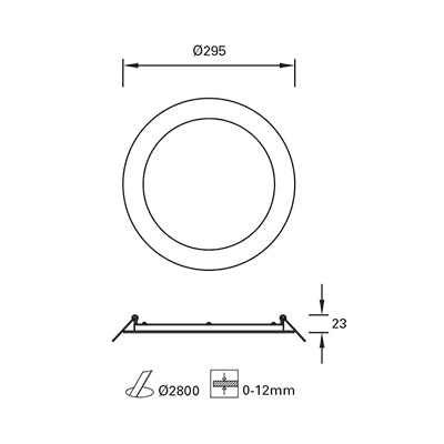 TC-0204-BLA, DOWNLIGHT EASY ROUND Ø295MM LED 22W LED WARM-WHITE 4000K ON-OFF  IN IP2, White, Opal