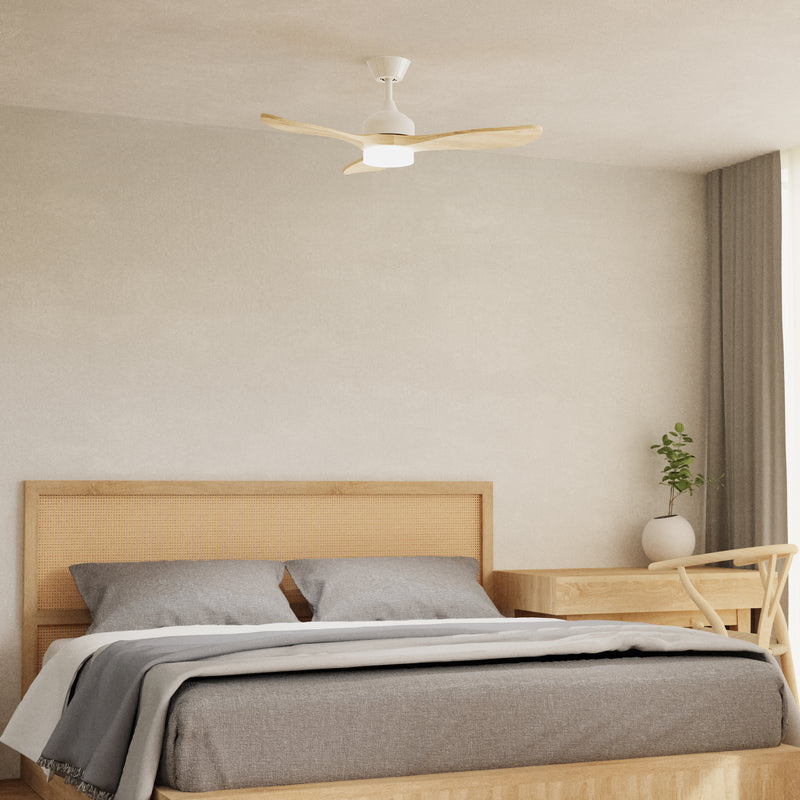 VE-0023-BLA, FAN CALAR Ø1320MM IP20 LED SW 2700-4000-6000K ON-OFF  LIGHT WOOD 2570, White, OPAL