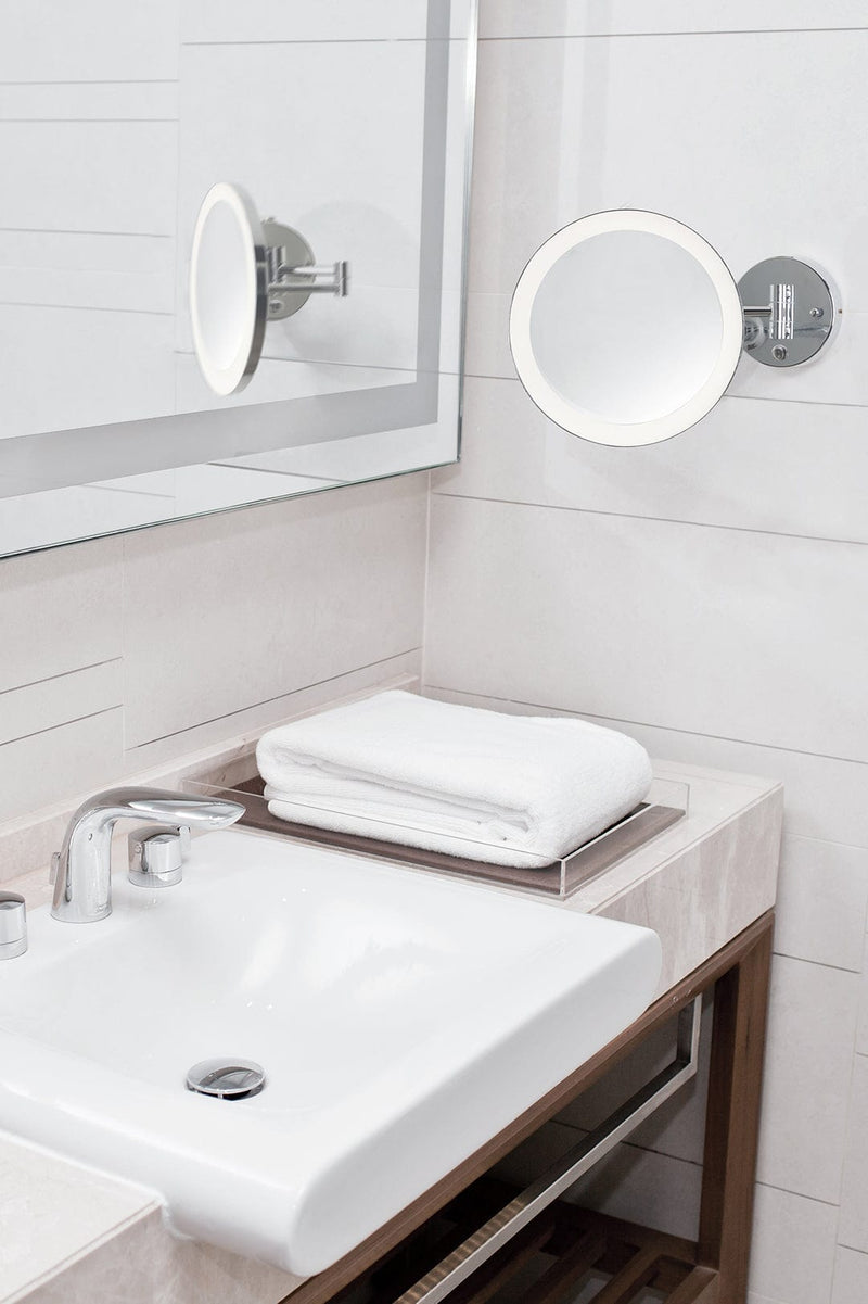 BATHROOM MIRROR IP44 REFLEX ROUND LED 6W 3000K 139LM. MIRROR MAGNIFICATION X5