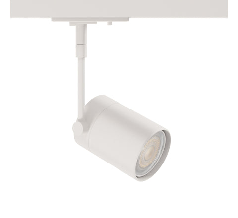 White Cano Arm Short GU10 single circuit track light fitting