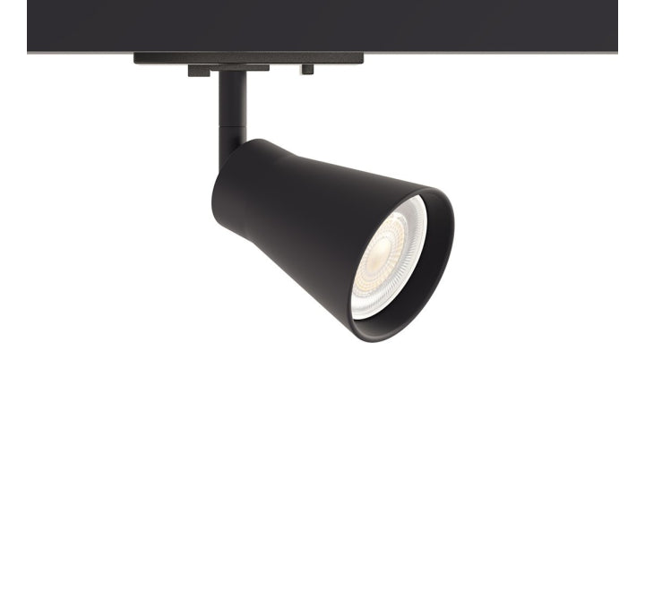Black Track Light Fitting, Cone GU10, Dimmable, for Single Circuit Black Track Lighting