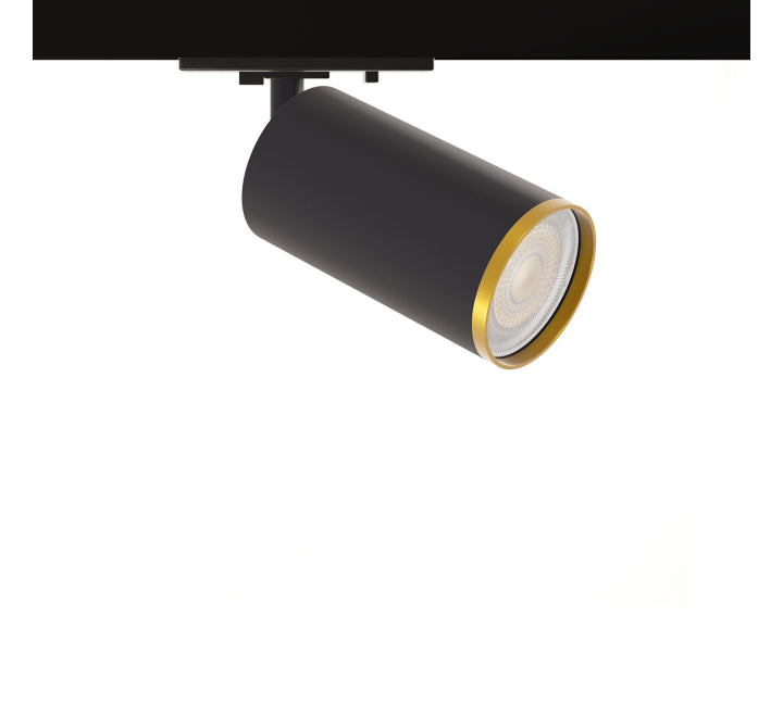 Black Track Light Fitting, Halo Black / Gold GU10, Dimmable, for Single Circuit Black Track Lighting