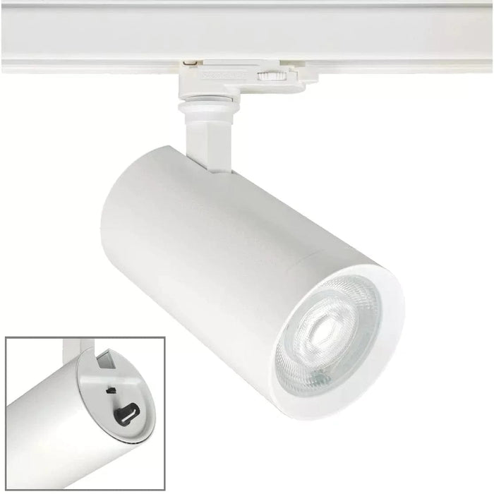 Morpheos White CRI90 3 Circuit Tracklight with onboard Dimmer,Zoom 10-60 Degree Function CCT Colour Changing