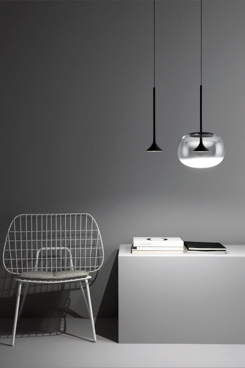 PENDANT ALIVE SINGLE WITH GLASS DIFUSOR LED 8.5 LED WARM-WHITE 2700K ON-OFF BLAC