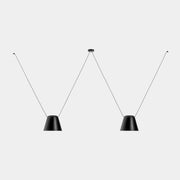PENDANT ATTIC 2 BODIES CONIC SHAPE 1200MM E27 30 BLACK 1832LM