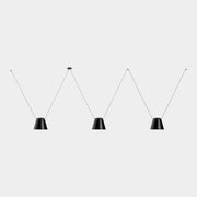 PENDANT ATTIC 3 BODIES CONIC SHAPE 1200MM E27 45 BLACK 2748LM