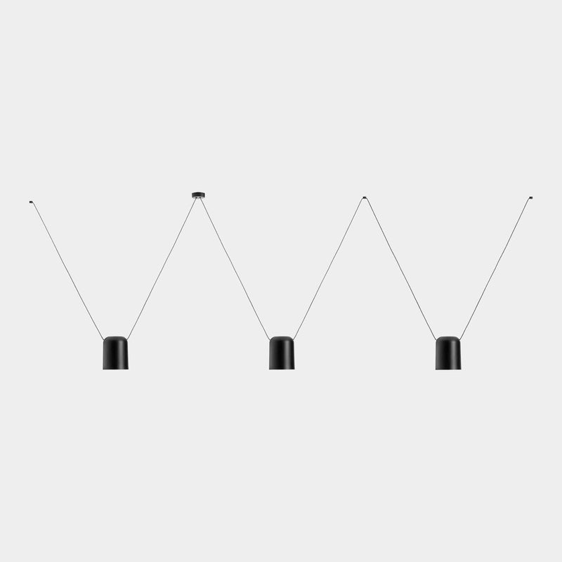 PENDANT ATTIC 3 BODIES RECTANGULAR SHAPE 2200MM E27 45 BLACK 2305LM