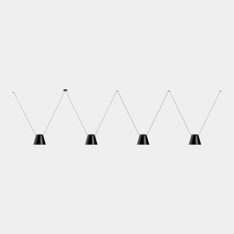 PENDANT ATTIC 4 BODIES CONIC SHAPE 2200MM E27 60 BLACK 3664LM 00-8383-05-05