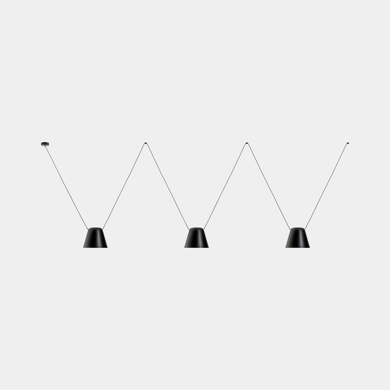 PENDANT ATTIC TRIPLE CONIC SHAPE E27 45 BLACK 2748LM