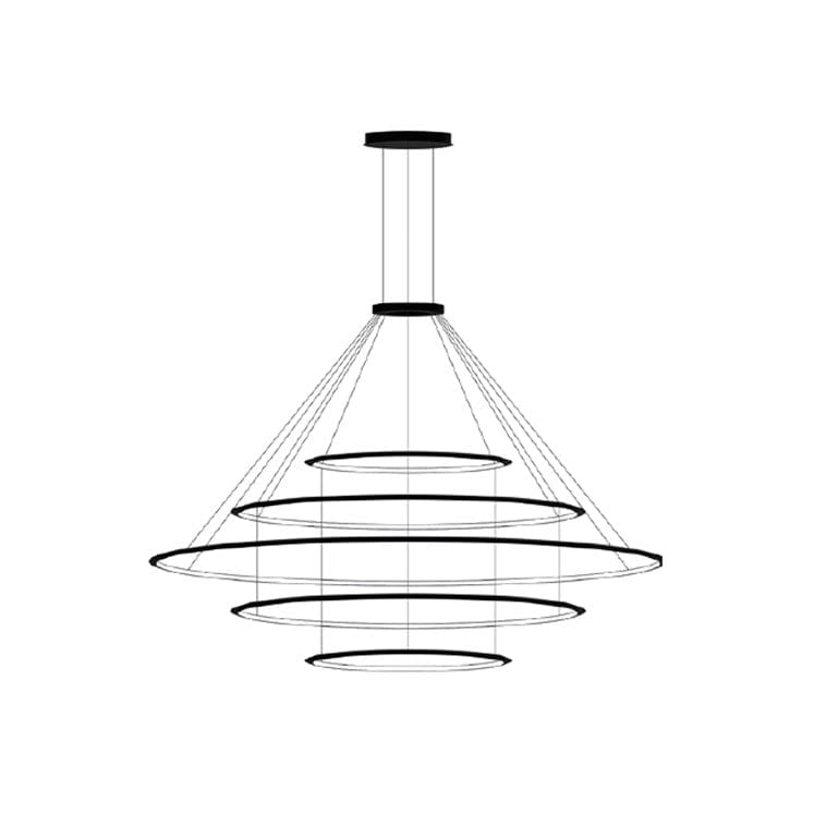 PENDANT CIRCULAR INWARD 5 RINGS (Ø1200 Ø2000 Ø3000 Ø2000 Ø1200) LED 575 LED